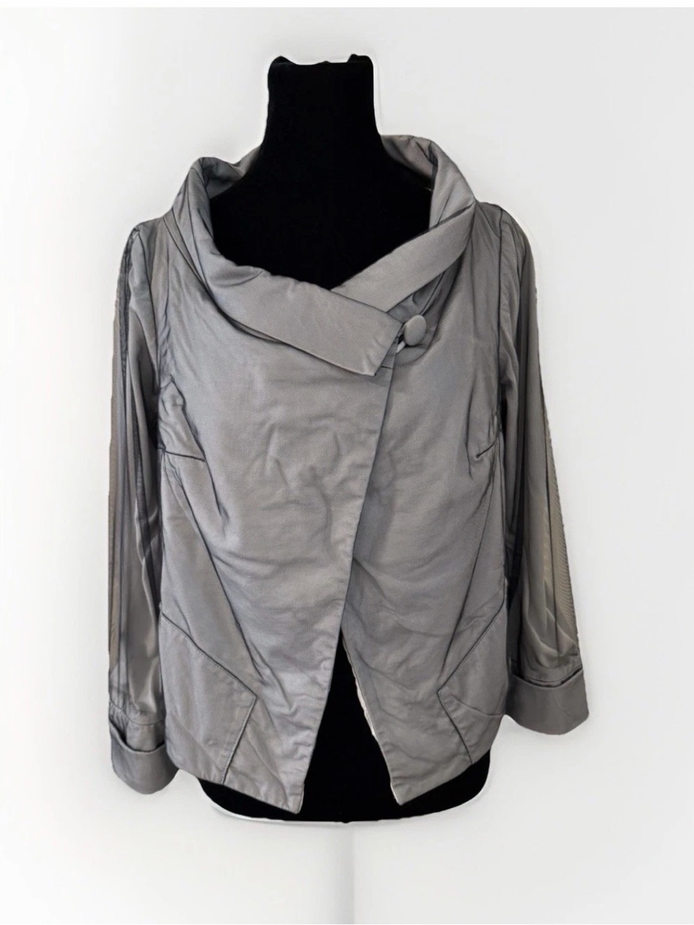 Made In Italy Cropped Jacket Sz 6 EU 42 Black Mesh Over Cotton Retro 1950s Look